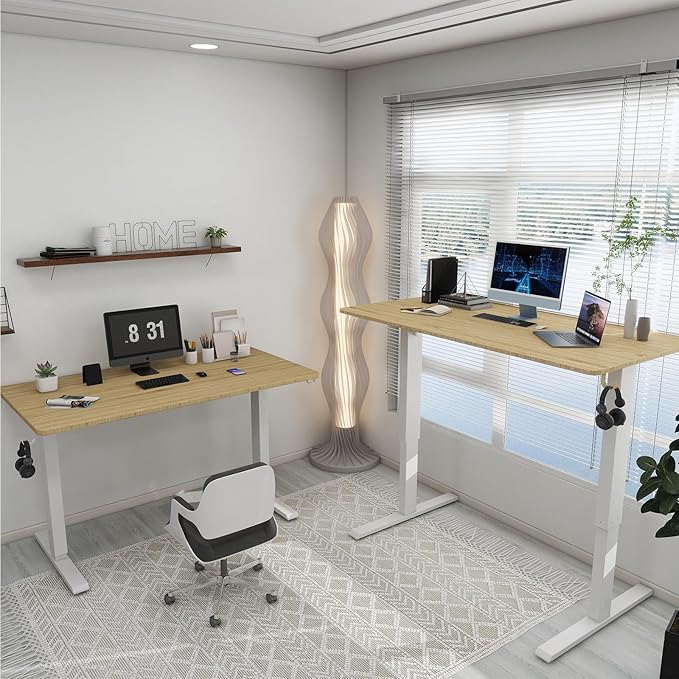 Whole Piece Manual Standing Desk Adjustable Height with Lockable Casters- Hand Crank Stand up Desk with Wheels, Mobile Sit to Stand Workstation with Handle - Image 2