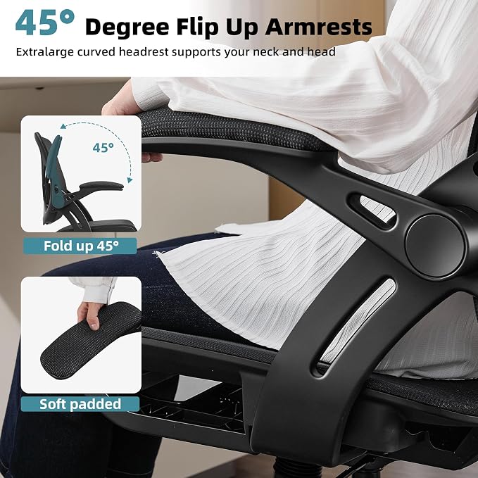 Ergonomic Office Chair, Computer Desk Chair with Lumbar,Black | Tilt Function, Comfy Wide Seat,Adjustable Lumbar Support, Swivel Executive Computer Desk Chairs for Company and Home - Image 4
