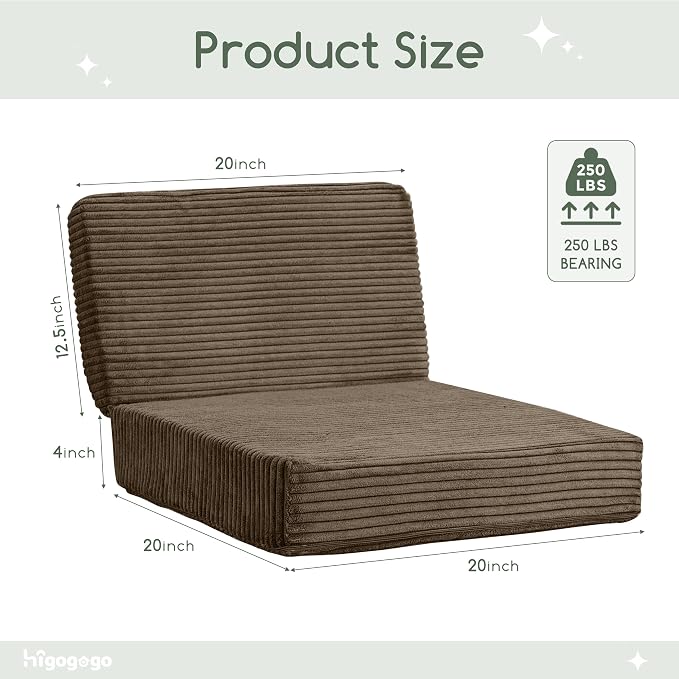 HIGOGOGO Corduroy Recliner Chair Cushion with Lumbar Support Pillow Soft Non-Slip 4" Thick Seat Pad Prevent Buttocks Pain in Seniors (Coffee, 12" Backrest) - Image 2