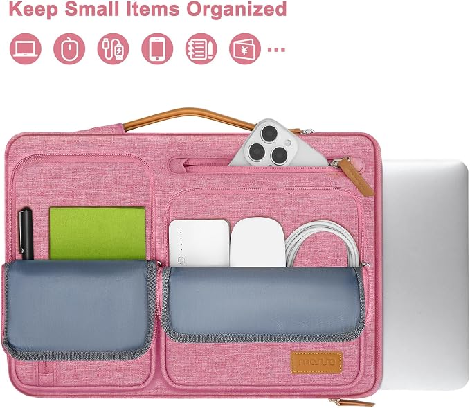 MOSISO 360 Protective Laptop Case 13.3 inch, 13-13.3 inch Laptop Sleeve | Compatible with MacBook Air/Pro 13 / Pro 14,HP Dell Acer ASUS, Side Open Carrying Case with 4 Zipper Pockets, Dusty Rose - Image 2