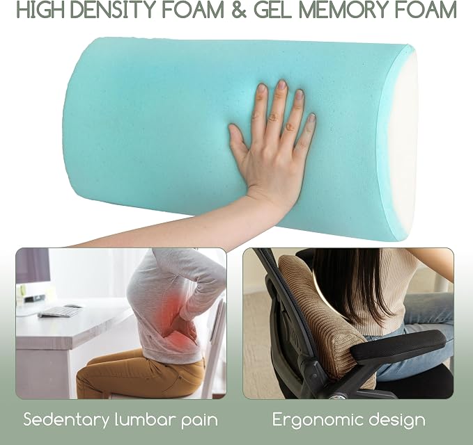 HIGOGOGO Lumbar Support Pillow for Recliner Chair/Accent Chair/Couch, Memory Foam Back Support Cushion for Elderly, Recliner Cushions for Back Rest, Pain Relief, Reading, Washable Cover, Coffee - Image 3