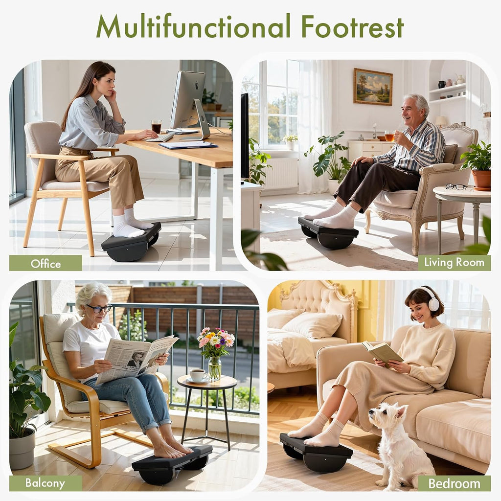 Wooden Under Desk Foot Rest with Detachable Cushion (Black) - Image 7