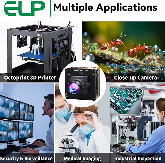 ELP 4K 60fps USB3.0 HDMI Camera Module H.264 Wide Angle High Speed UVC Lightburn Cameras for Computer Low Illumination Simultaneous Output Webcam M12 100° Web_camera for Windows Linux Mac TV Projector - Image 9