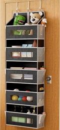 5 Tier Over the Door Organizer Space-Saving Storage for Any Room | Black Hanging Closet Organizer with 10 Mesh Pockets and Clear Windows, Closet Organizers and Storage for Bathroom, Bedroom by Unknown