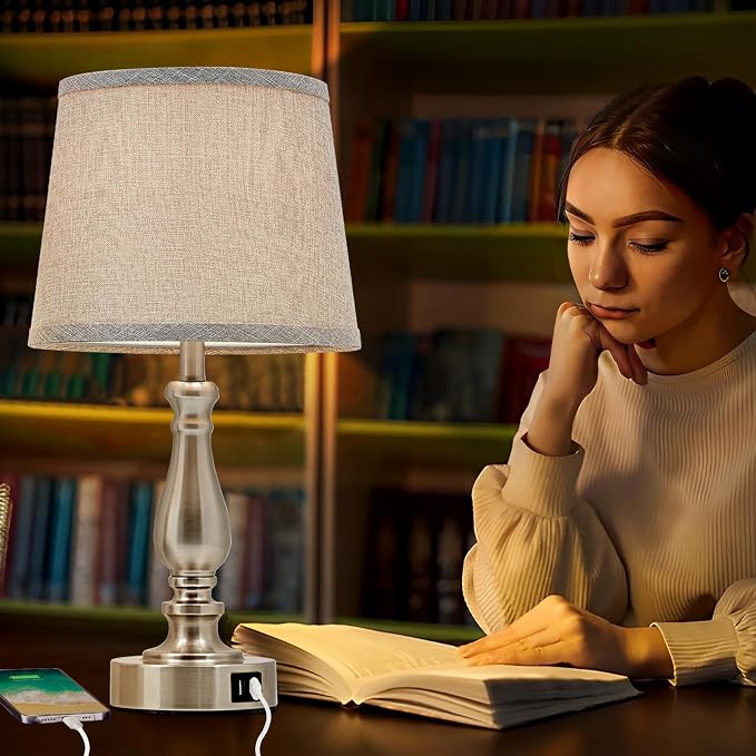 EJIAXIN Table Lamps for Bedroom Set of 2,Dimmable Touch Bedside Lamps with Dual USB A+C Ports - Nightstand Lamp for End Table Modern Night Stand Lamps for Living Room Guest Room - Image 7