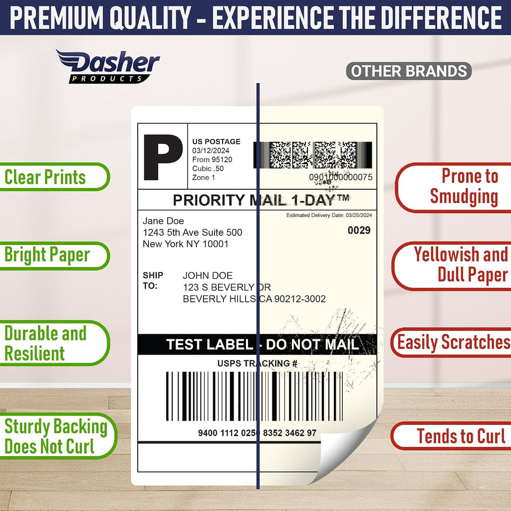 Thermal Shipping Labels 4x6, 1000 Labels/2 Stacks (500 per Stack) Commercial Grade with Permanent Adhesive, Fanfold Direct Thermal Printer Label Compatible with Zebra, Rollo, iDRPT, Polono, MUNBYN - Image 4