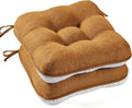 BETU Chair Cushions for Dining Chairs Set of 2,3.5" Thick Kitchen Table Chair Pads with Ties,Non Slip Backing and Covers, Seat Cushion for Dining Room,Bar,Patio Chairs,15.5"X15.5"X3.5",Caramel by BETU