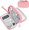 FYY Electronic Organizer, Travel Tech Pouch Bag, Cable Organizer Pink | Wrist Strap, Waterproof, Double Layers Portable Electronics Travel Carrying Case for Cord, Charger, Daily Business Trips Use by FYY