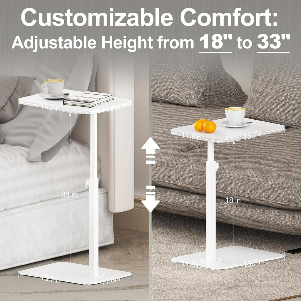 Side Table Sofa Tray for Couch Heavy Metal Base Swivel/Adjustable Height - Image 2