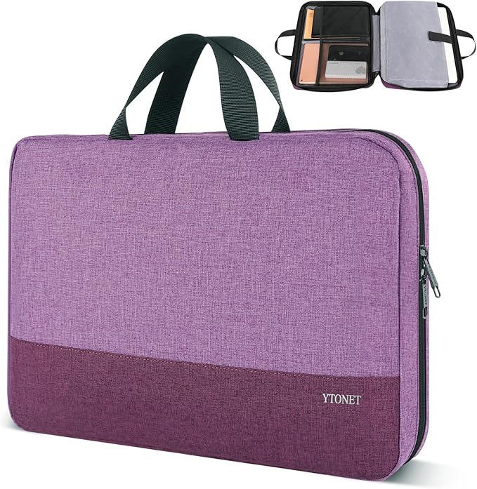 Ytonet Laptop Sleeve Case 16 inch, 15-15.6 Inch, Laptop Cover with Handle | Compatible with HP Dell Lenovo Asus Notebooks, Protective, Carrying Case , Water Resistant, Slim TSA Gift for Women, Purple by YTONET