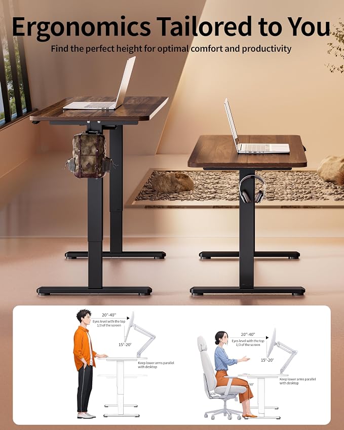 BIZUM Electric Standing Desk 63 x 24 Inch Computer Desk-Gaming Desk Dark Walnut Home Office Desks Height Adjustable Memory Stand Up Computer Workstation - Image 4
