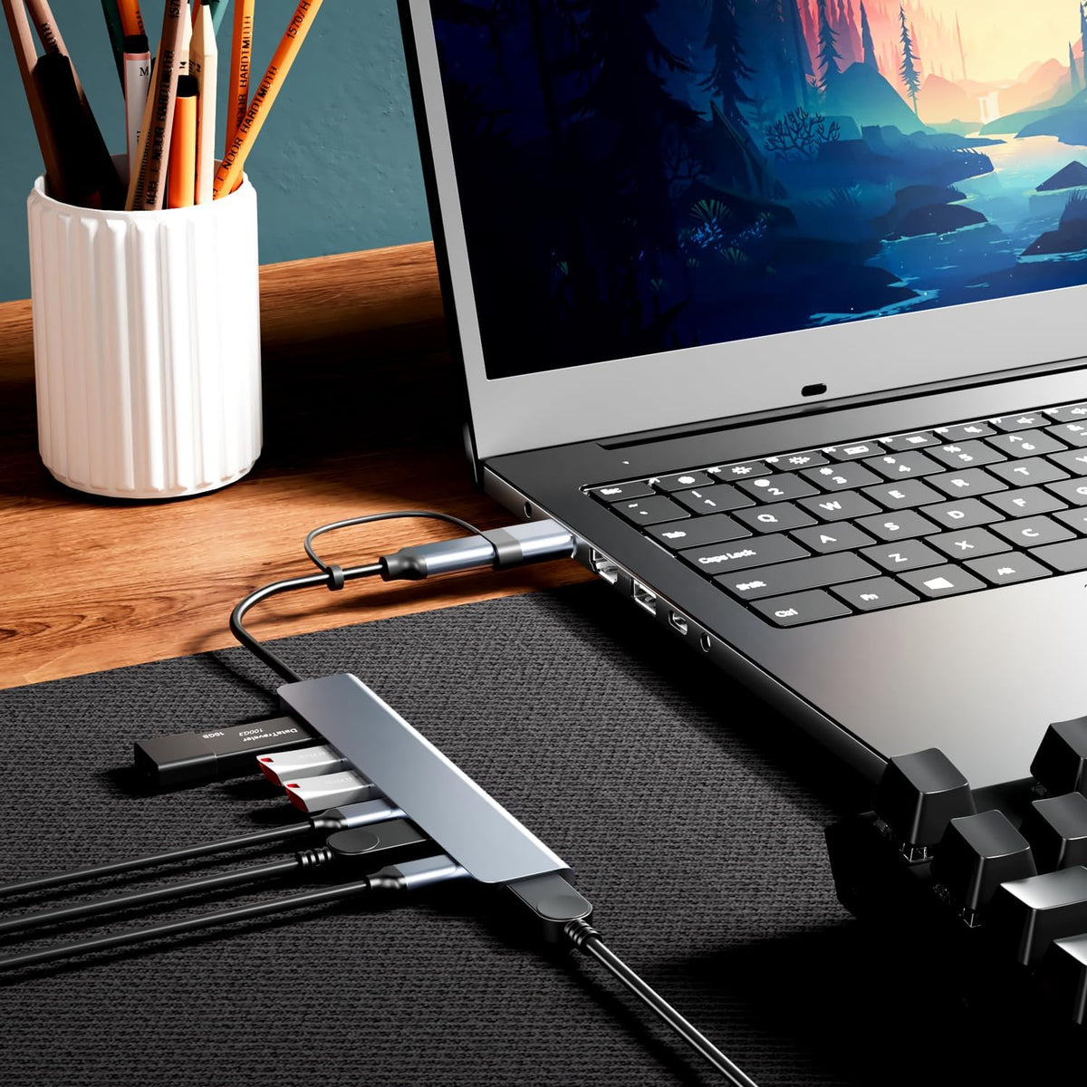 BERLAT 7-in-1 USB C Hub Aluminum USB 3.0 for MacBook PC iPad - Image 5