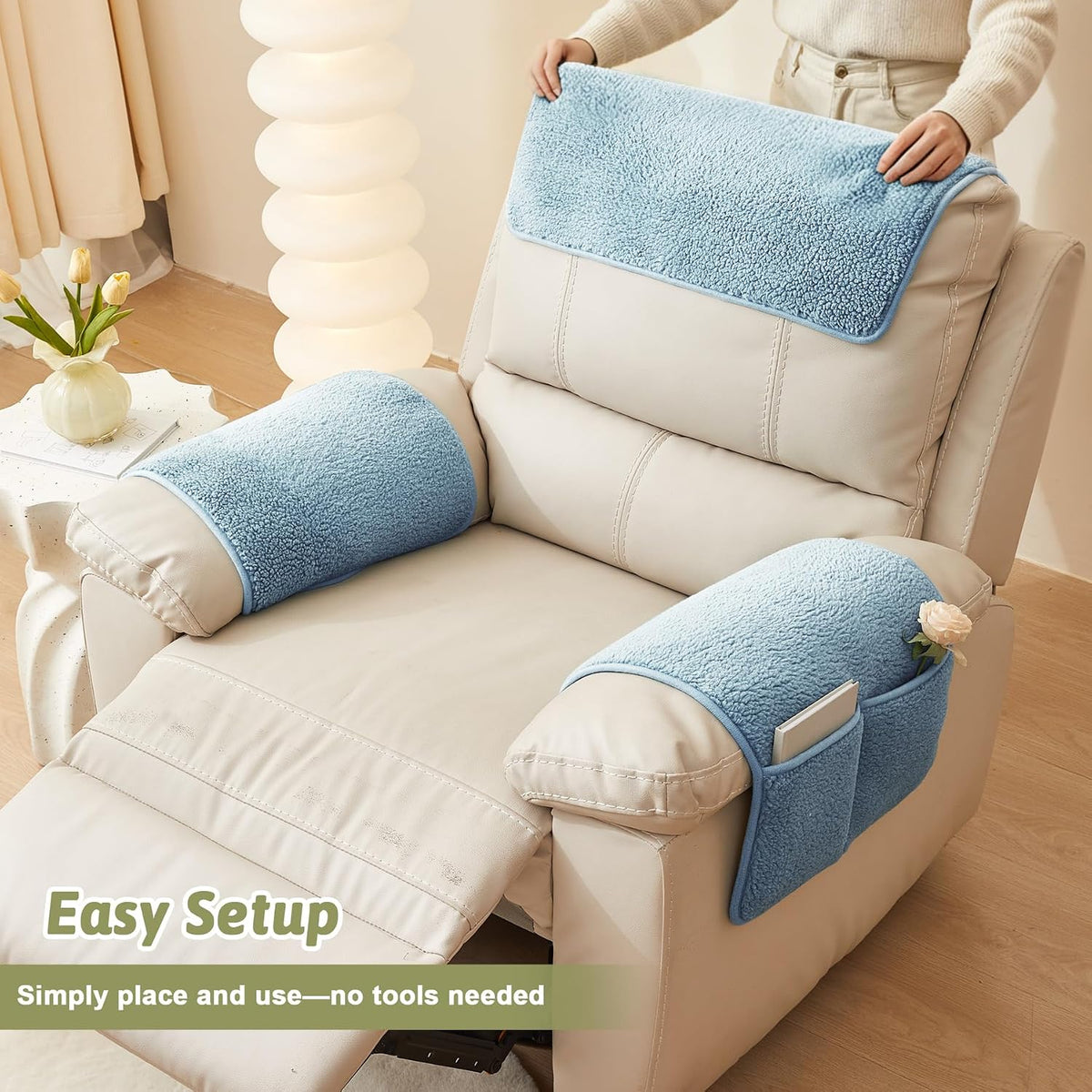 Universal Sherpa Recliner & Armchair Covers with Pockets - Image 6