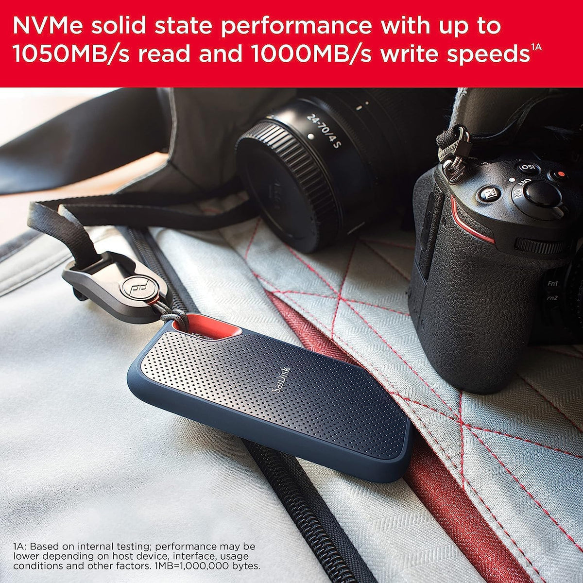 Sandisk 2TB Extreme Portable SSD, Up to 1050MB/s, USB-C, USB 3.2 Gen 2, IP65 Water and Dust Resistance, Updated Firmware, External Solid State Drive, SDSSDE61-2T00-G25 - Image 4