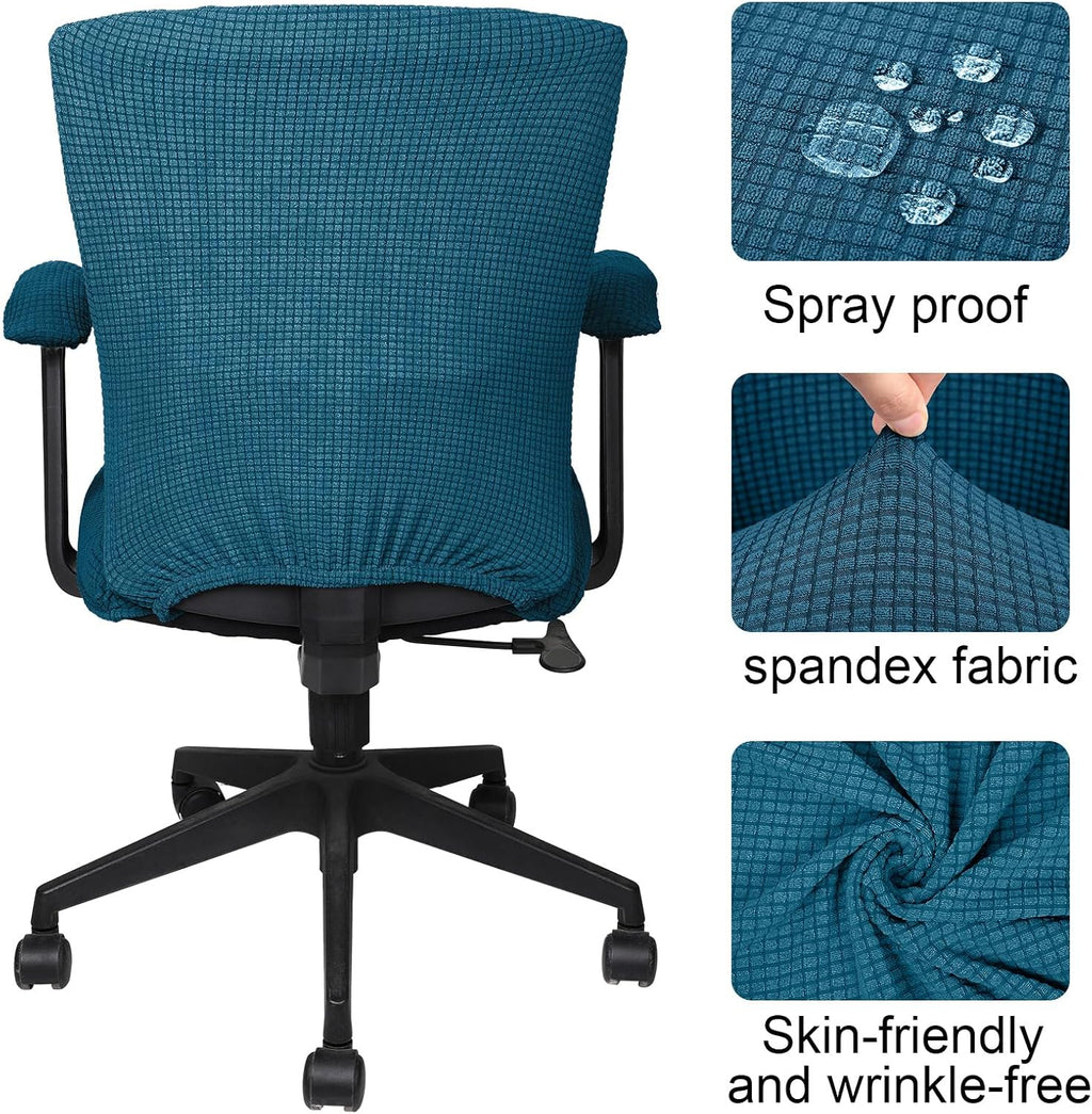 4 Pcs Office Chair Covers Stretchable Armrest Seat,XL,Emerald Green - Image 5