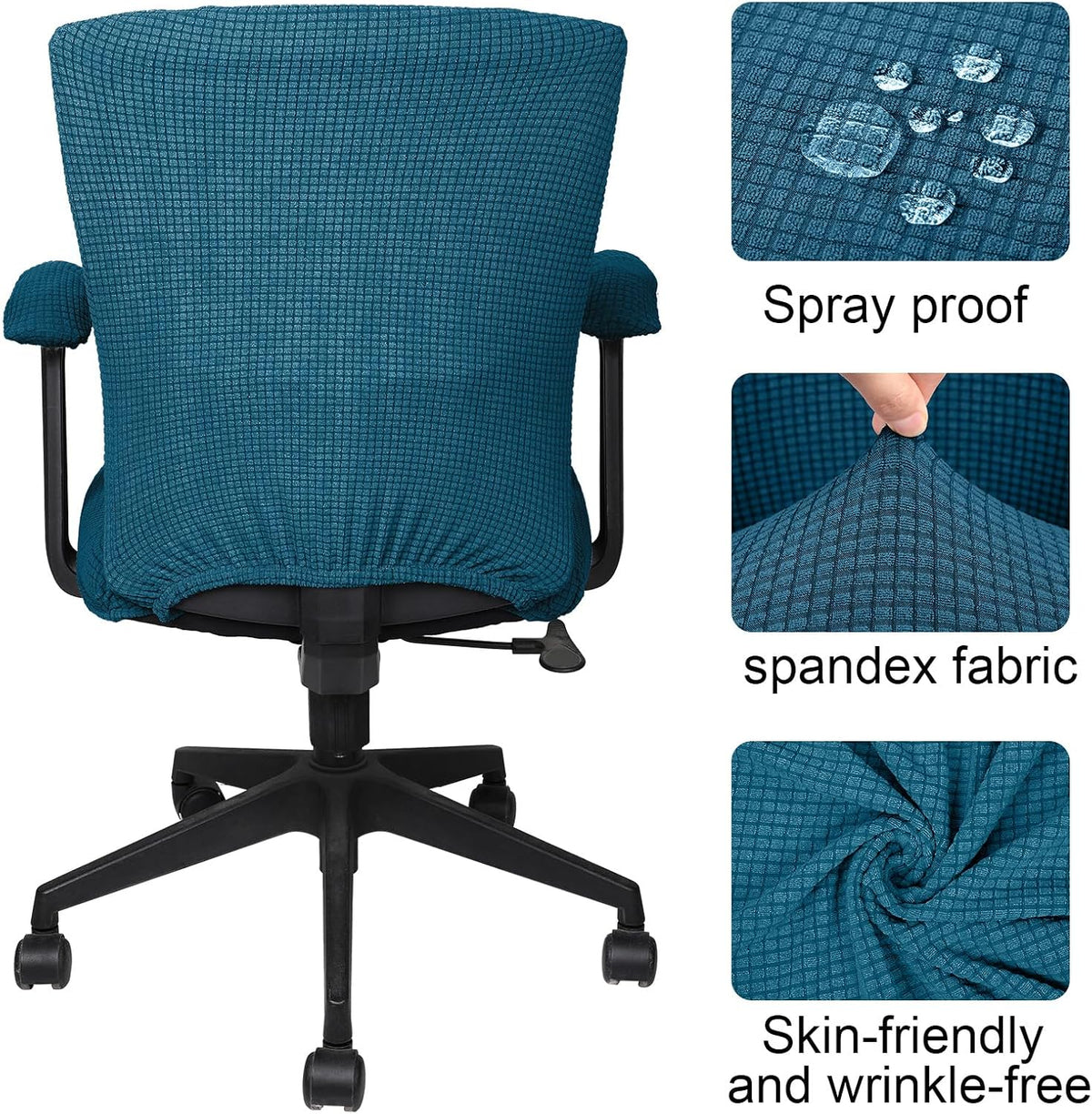 4 Pcs Office Chair Covers Stretchable Armrest Seat,XL,Emerald Green - Image 5
