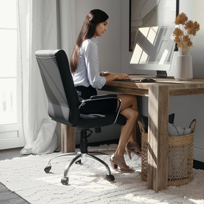 Flash Furniture Mid-Back Black LeatherSoft Executive Swivel Office Chair with Chrome Base and Arms - Image 7