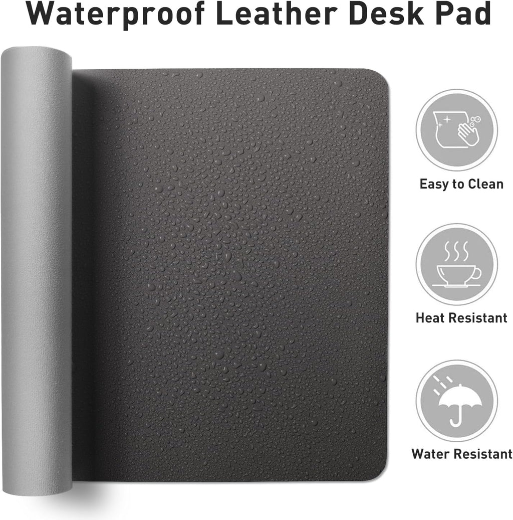 Leather Desk Pad Protector,Mouse Pad,Office Desk Mat, Non-Slip PU Leather Desk Blotter,Laptop Desk Pad,Waterproof Desk Writing Pad for Office and Home (Gray,31.5" x 15.7") - Image 6