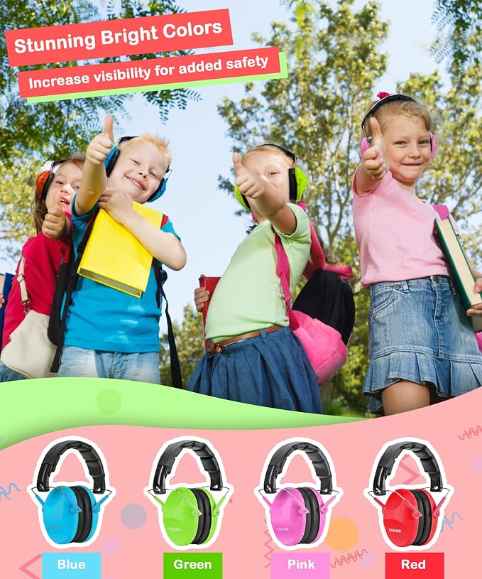 ZOHAN 032 Kids Noise Cancelling Headphones - 25dB NRR Kids Ear Protection, Hearing Protection Safety Ear Muffs for School Monster Truck Fireworks Traveling Studying Concerts Autism - Red - Image 6
