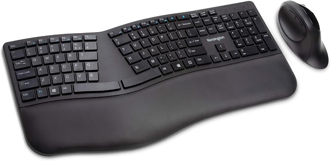 Kensington Pro Fit Ergonomic Wireless Keyboard and Mouse - Black (K75406US) | Contoured ergonomic design, wireless connection, matching keyboard and mouse combo by Unknown