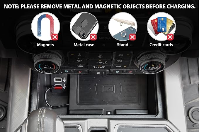 Wireless Chargering Pad for Ford F150 2018-2023 Accessories | Silicone Anti-skid Pad, Button, Indicator Light, Center Console Wireless Charger, Phones Charging Panel for F-150 18-23 - Image 5