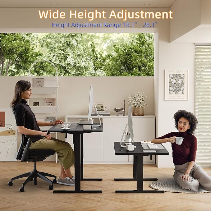 YIHAYO Low Height Adjustable Desk, Lifts 18.1-28.3 Inches, Electric Standing Desk for Short People, 55 x 24 Inches Computer Table with Splice Board for Home Office, Black - Image 4