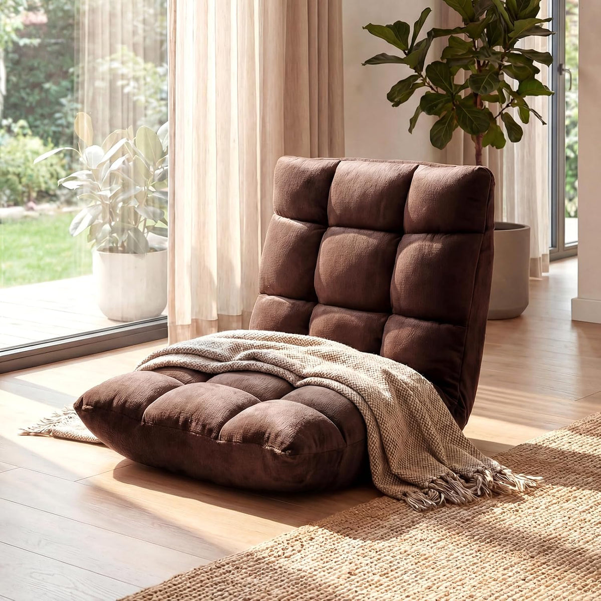 COSTWAY Floor Chair, Folding Floor Gaming Chair with Back Support - Image 2