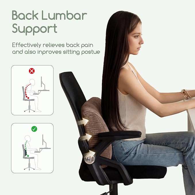 HIGOGOGO Lumbar Support Pillow for Recliner Chair/Accent Chair/Couch, Large Memory Foam Back Support Cushion for Elderly, Recliner Cushions for Back Rest, Pain Relief, Reading, Washable Cover, Brown - Image 7