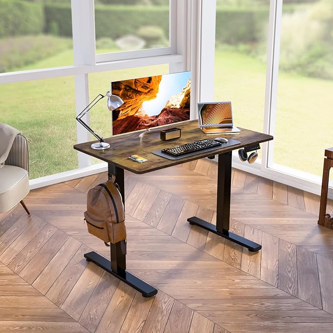 Kingant Standing Desk, 40x24 Inch Electric Height Adjustable Computer Desk | Ergonomic Small Sit Stand Desk Rising Desks for Home Office Stand Up Desk Computer Workstation with Cable Management - Image 2