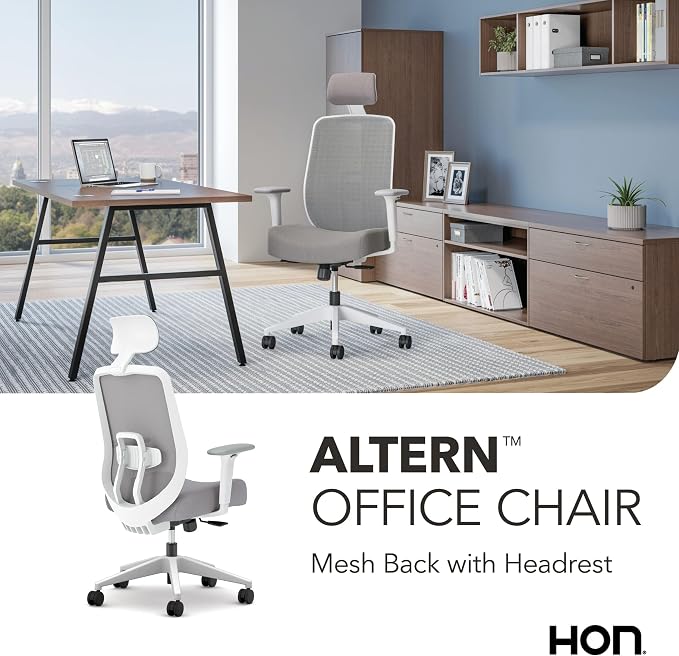 HON Altern Ergonomic Office Chair, Office Desk Computer Chair, Frost | Mesh desk chair with lumbar support, headrest, seat slide, adjustable arms, computer chair for home office productivity - Image 6