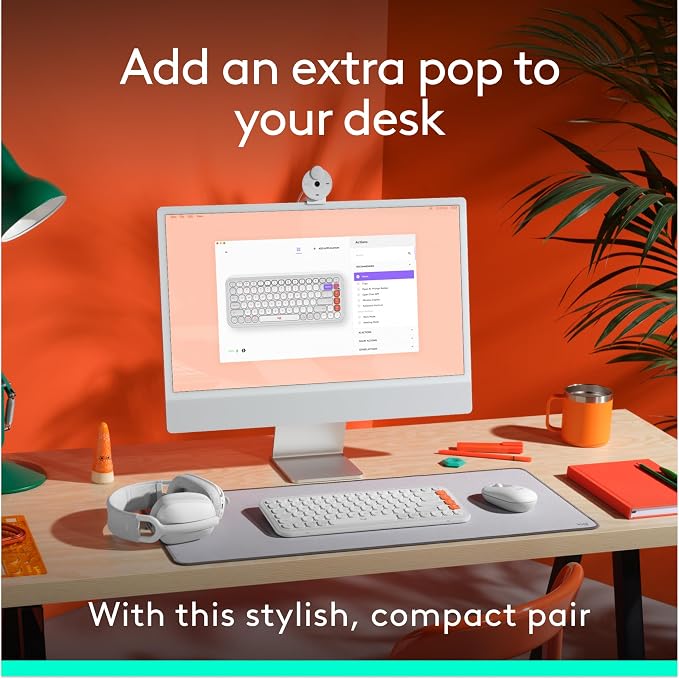 Logitech POP ICON Combo Wireless Bluetooth Keyboard and Mouse - White | Comfortable typing, programmable keys and buttons, quiet clicks, easy-switch up to 3 Bluetooth devices - Image 2