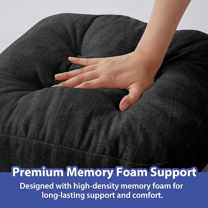 IASEAHK Chair Cushions, Foam Dining Chair Cushions, Tufted Indoor Chair Pads,16.5” x 16.5” x 3.5”, Set of 4, Black - Image 5