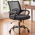 DUMOS Ergonomic Office Chair, Executive Desk Chair with Lumbar Support | Mid Back, Breathable Backrest, Fixed Armrest, Height Adjustable, 360° Swivel, Computer Gaming, Meeting, Black by DumosLifestyle