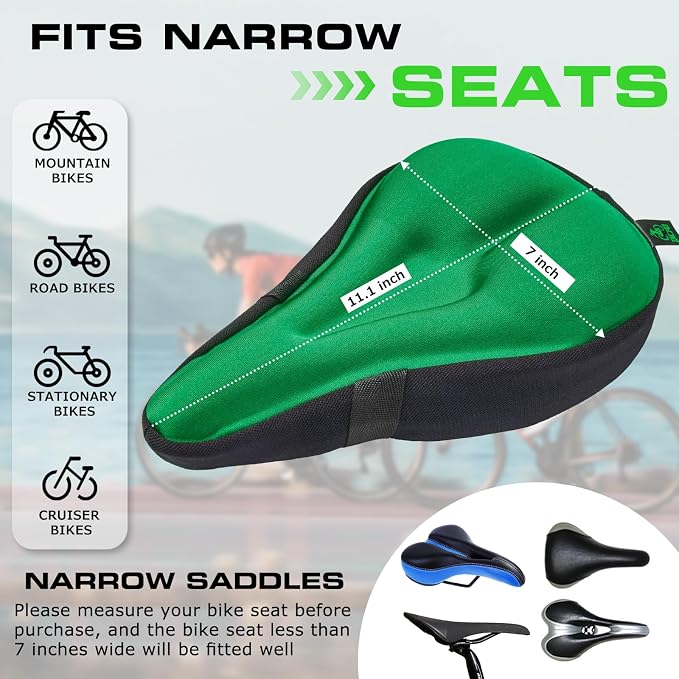 Zacro Bike Seat Cushion - Gel Padded Bike Seat Cover for Men Women Comfort, Extra Soft Exercise Bicycle Seat Compatible with Peloton, Outdoor & Indoor Bike Saddles - Image 2