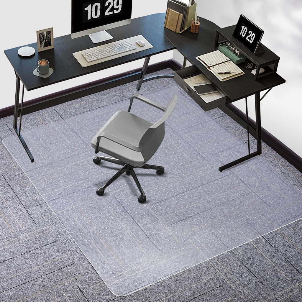 Tydle Chair Mat for Carpet, 60" x 46" Chair Mat for Carpeted Floors, Non-Slip Computer Under Desk Plastic Floor Mat for Work Gaming Chairs, Heavy Duty Carpeted Floor Protector for Home Office (Clear) by Tydle