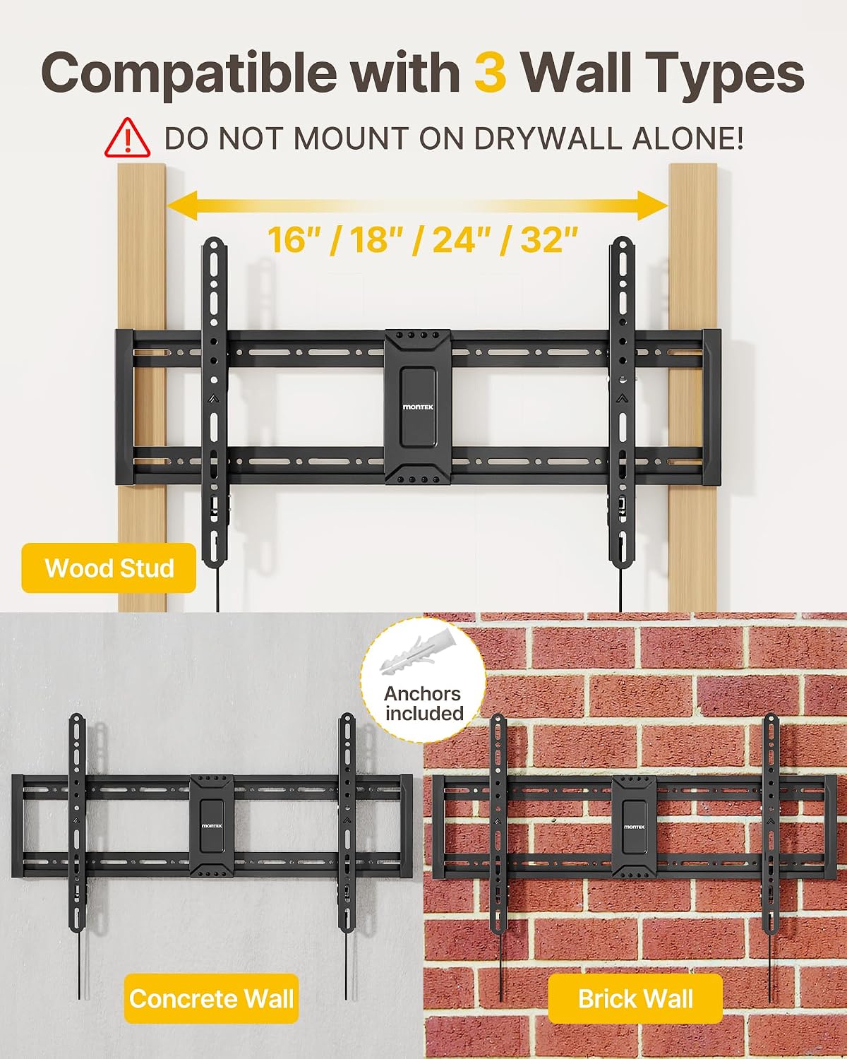 monTEK Heavy Duty Tilting TV Wall Mount for 43-95 Inch TVs, 200lbs Capacity - Image 5