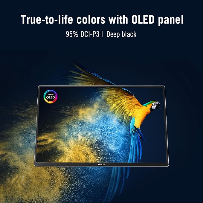 ASUS ZenScreen MQ16FC 15.6 Inch16:10 USB-C OLED Portable Monitor | WUXGA (1920 x 1200), 95% DCI-P3,Auto Rotate, Power Pass Through, Eye Care, Travel Display for MacBook and PC - Image 2