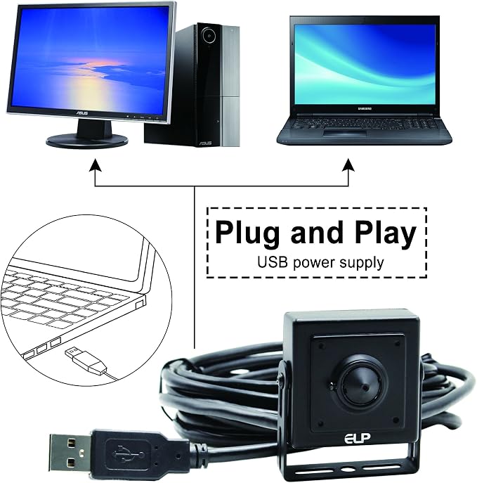 ELP Sony IMX323 Sensor Mini Pinhole Low Light USB Camera with Metal Case 0.01Lux H.264 UVC USB2.0 Video Webcam Home Surveillance Baby Camera for PC, Computer, Laptop, Raspberry Pi - Image 5