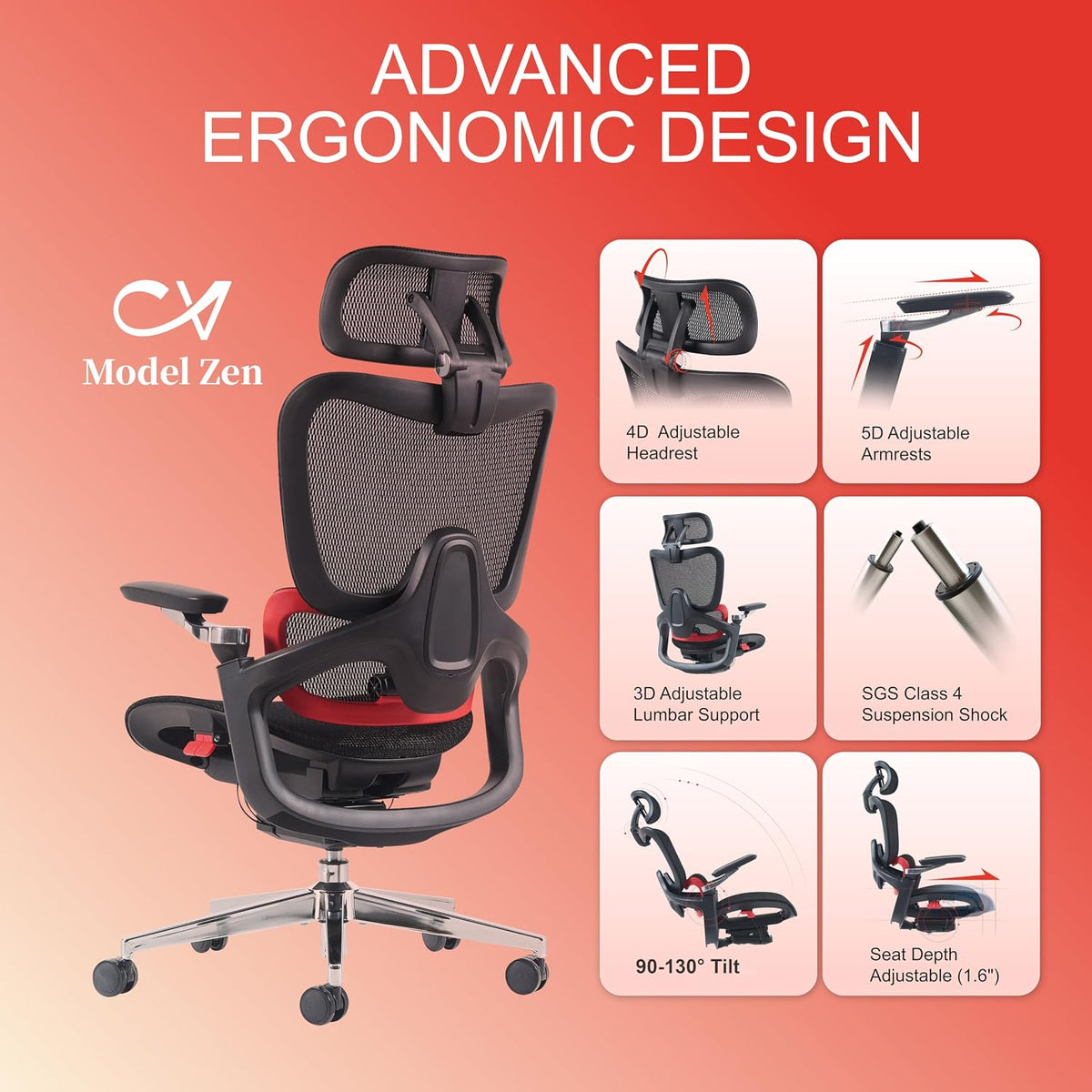 Ergonomic Office Chair, Mesh Computer Chair,Home Desk Chair - Image 5