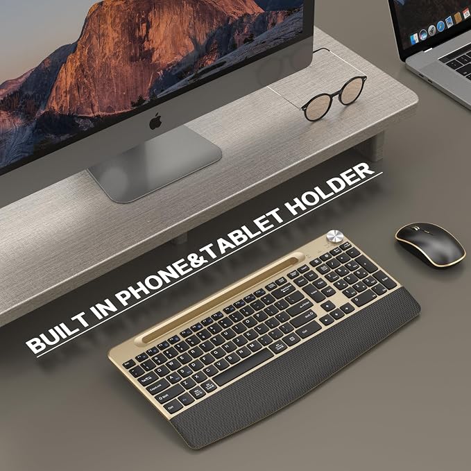 JOYACCESS Wireless Keyboard and Mouse Combo,Full-Sized 2.4GHz Wireless Keyboard with Comfortable Palm Rest,Volume Roller& Tilt Legs 2.4GHz Cordless Connection for Mac/Windows - Image 7