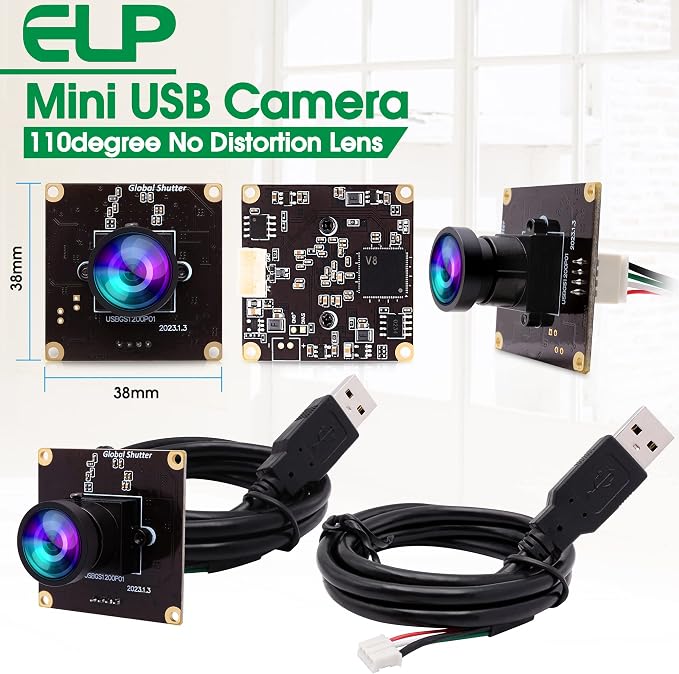 ELP High Speed Wide Angle Global Shutter USB Camera Module for Computer 1080P Mini UVC USB2.0 Webcam Board with 110degree No Distortion Lens AR0234 High Frame 90fps Web PC Camera Board for Laptop - Image 8