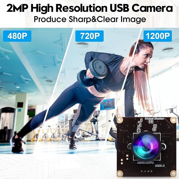 ELP Global Shutter USB Camera Module High Speed with Wide Angle Lens for Computer 1080P Mini UVC USB2.0 Webcam Board High Frame 90fps PC Camera for Laptop (100° no Distortion Lens) - Image 4