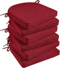 Basic Beyond Chair Cushions for Dining Chairs 6 Pack, Kitchen Chair Cushions with Ties and Non Slip Backing, 16 x 16 inches Chair Pads for Dining Chairs (Red) by BasicBeyond
