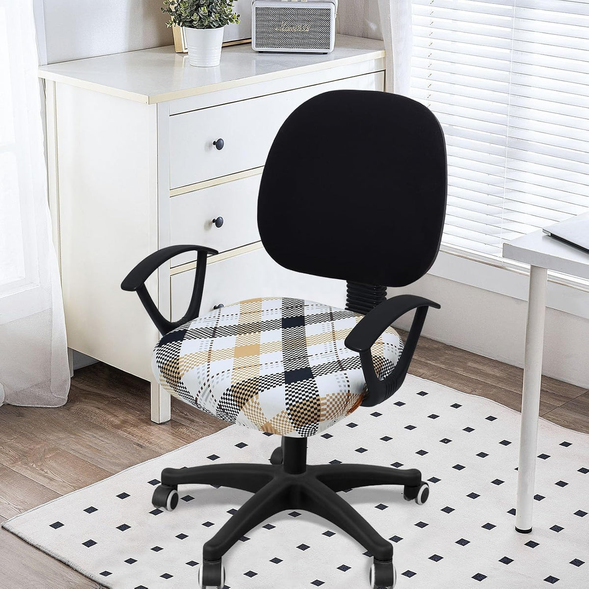 Smiry Stretch Printed Office Computer Desk Chair Seat Covers - Image 2