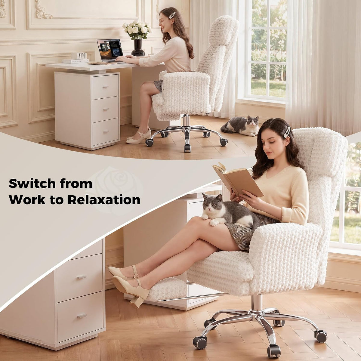 Big and Tall Office Chair, Flip Armrests for Pets & Cross Legged Sitting - Image 3