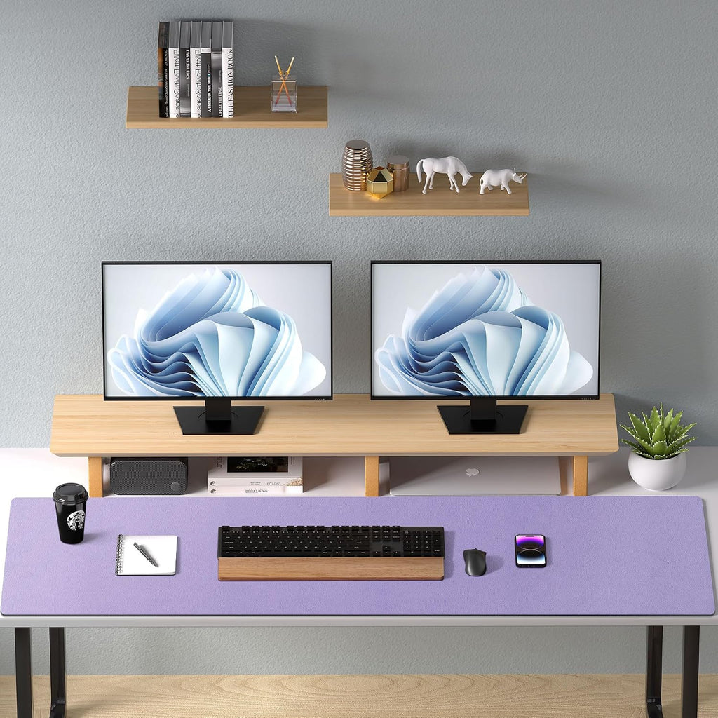 Leather Desk Pad Protector, Mouse Pad, Office Desk Mat, Non-Slip PU Leather Desk Blotter, Laptop Desk Pad, Waterproof Desk Writing Pad for Office and Home (48"x17", Lavender) - Image 8