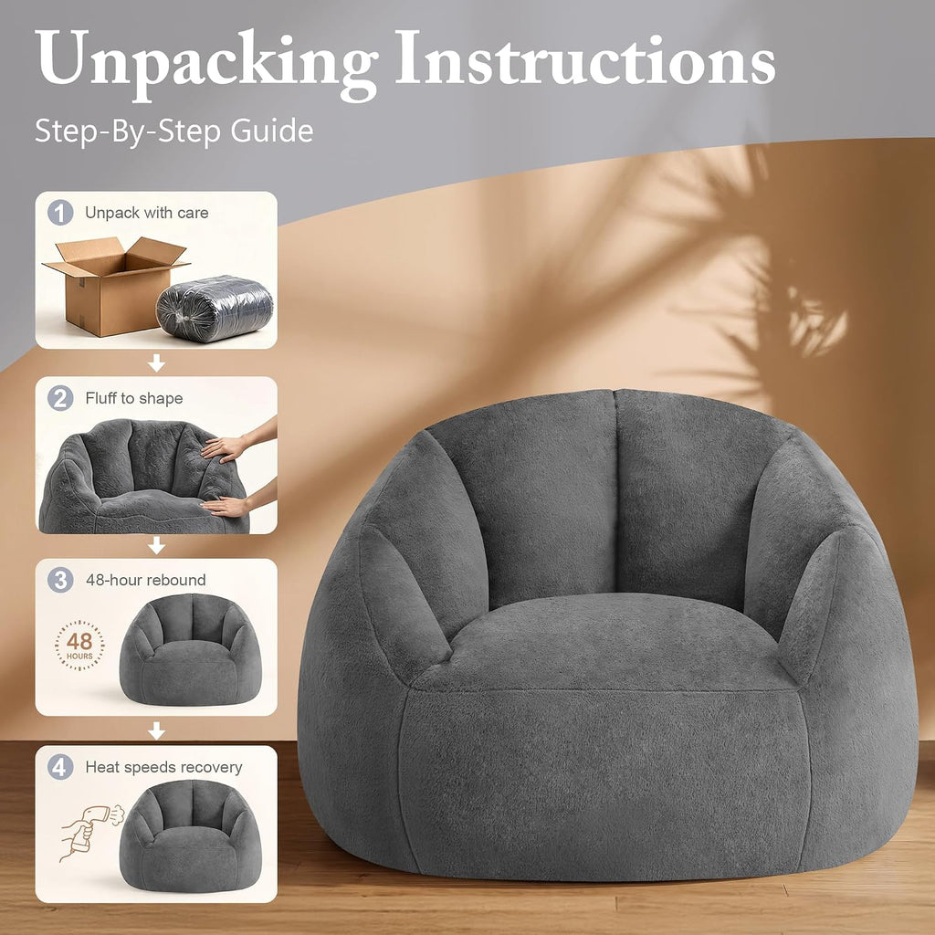 Gericco Giant Bean Bag Chair for Adults, Oversized Shell Shape Bean Bag - Image 6
