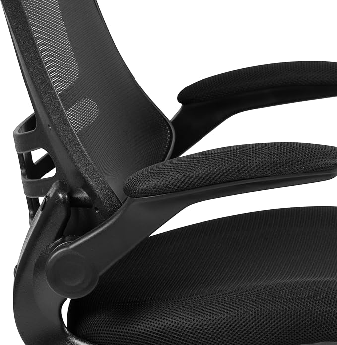 Flash Furniture Mid-Back Black Mesh Swivel Ergonomic Task Office Chair with Flip-Up Arms - Image 19