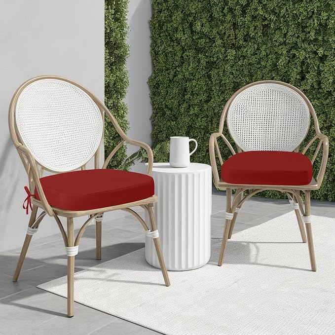 idee-home Outdoor Chair Cushions Set of 2, 19" x 19" D-Shaped | Thick Outdoor Seat Cushions Waterproof Patio Furniture with Ties Dining Pads - Image 5