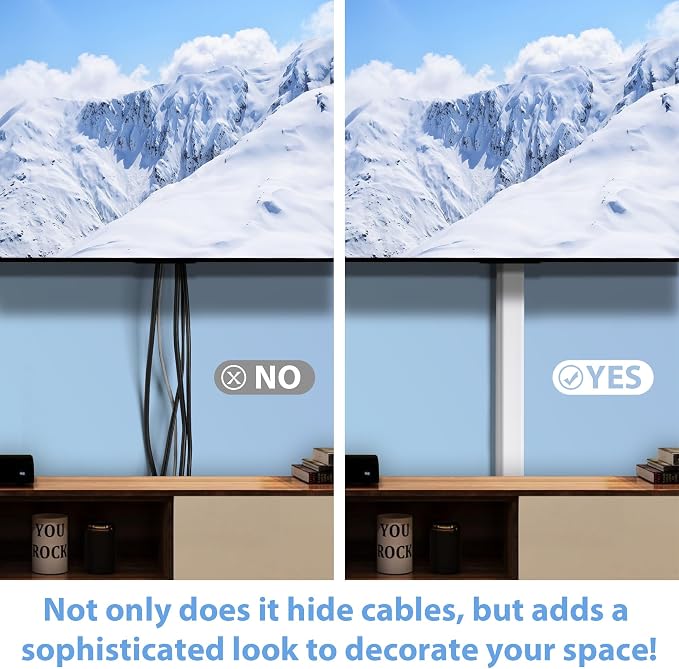 ZhiYo 32" Cord Covers for 4-7 Wires on Wall, White, 1.54" W x 0.75" H | Paintable TV Cord Hider for Wall-Mounted TVs, Self-Adhesive Wire Cover for Walls, Easy Installation, 2 Pack (16" Each) - Image 4